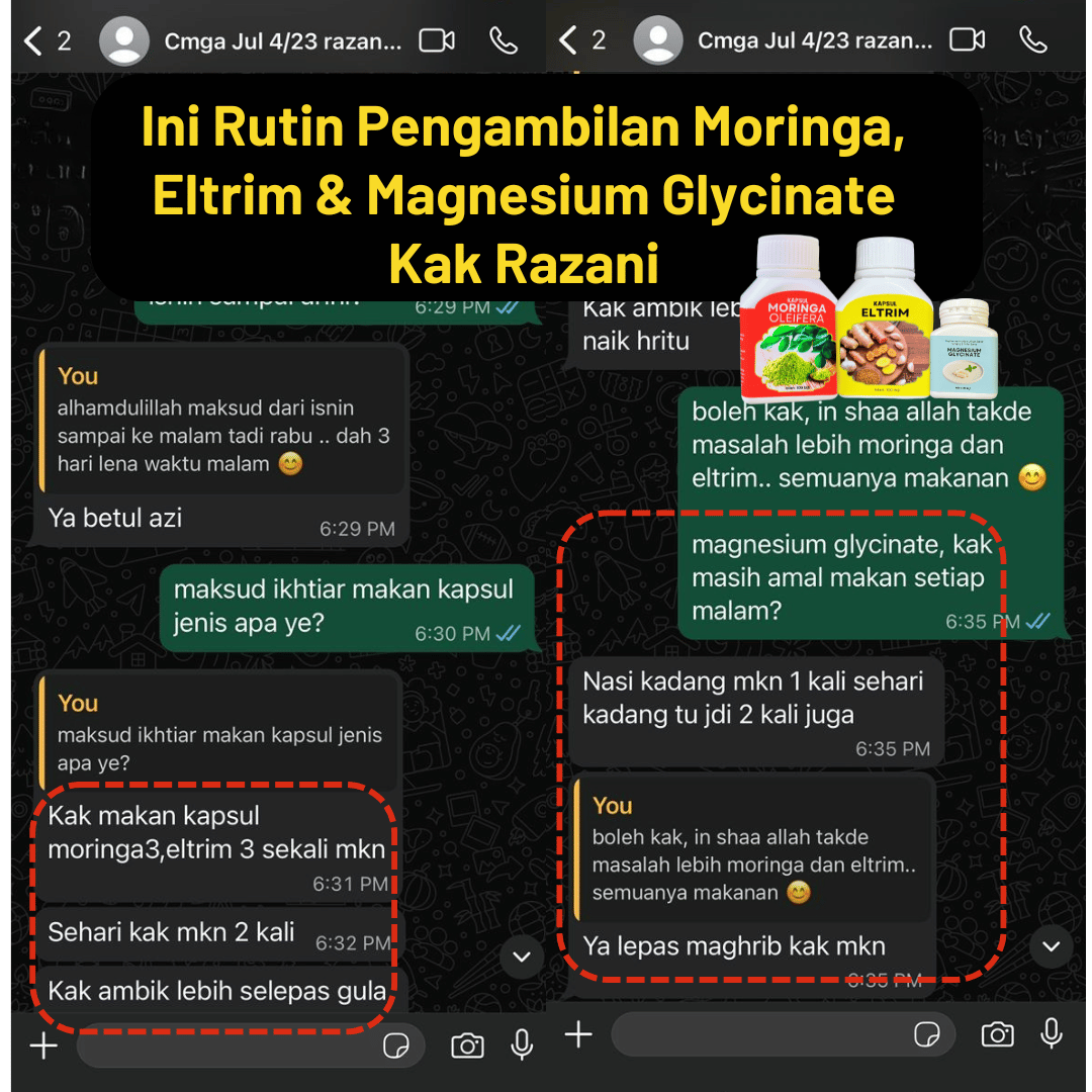 Rutin Harian Kak Razani Kapsul Moringa, Eltrim dan Magnesium Glycinate